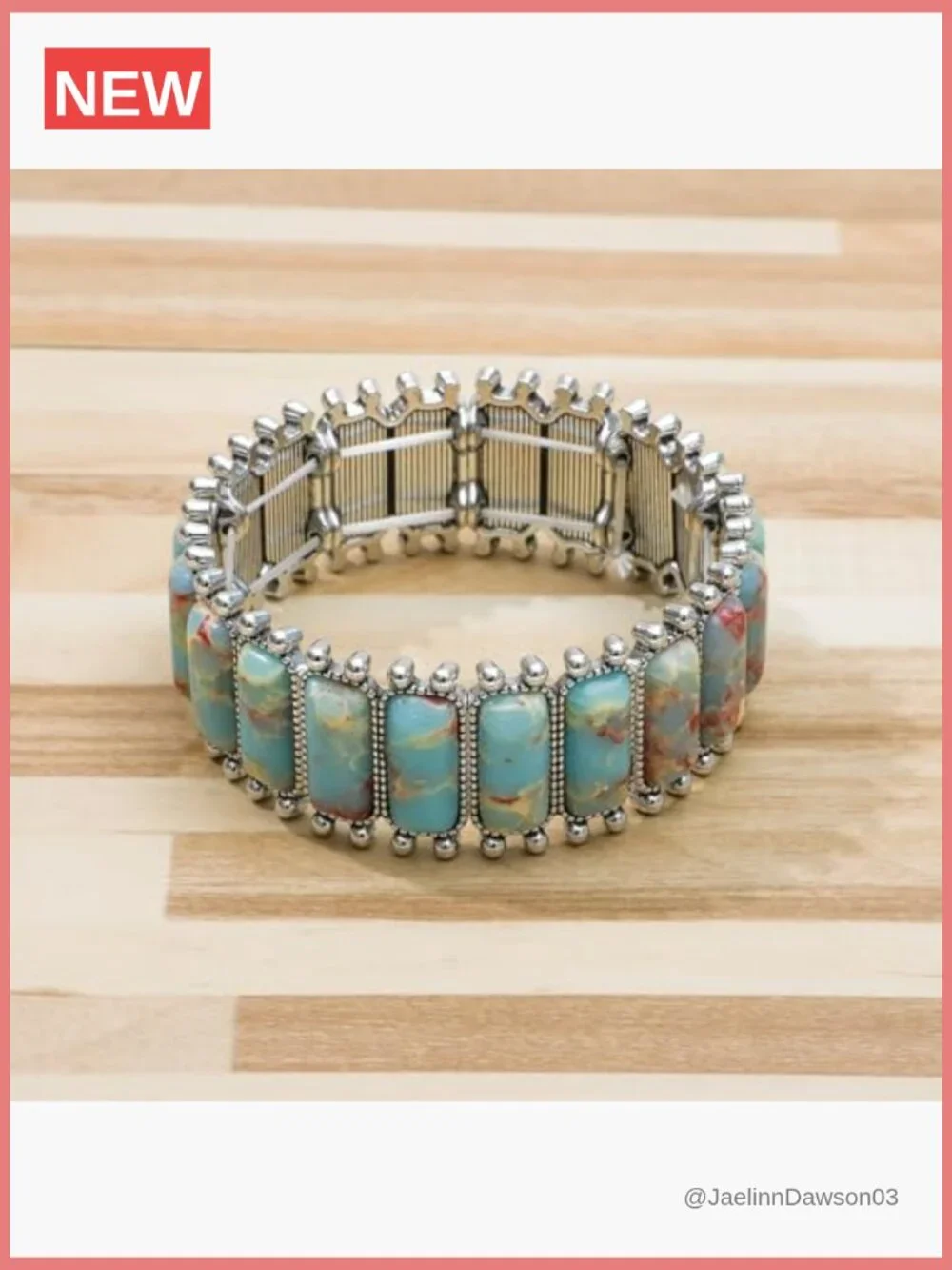 4 Piece Bohemian Turquoise Jewelry Set - Necklace Bracelet Earrings